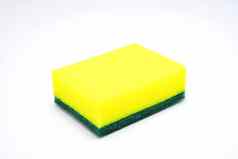 海绵洗涤器黄色的绿色颜色