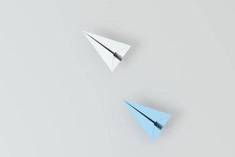 白色纸飞机蓝色的纸飞机呈现