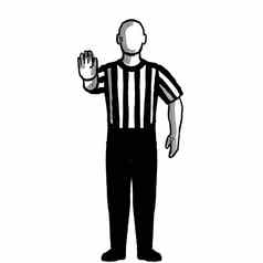 篮球裁判定向信号手信号复古的黑色的白色