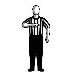 篮球裁判可见数手信号复古的黑色的白色