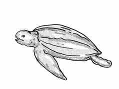 棱皮龟海乌龟濒临灭绝的野生动物卡通画