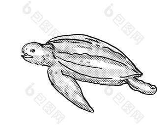 棱皮龟海<strong>乌龟</strong>濒临灭绝的野生动物卡通画