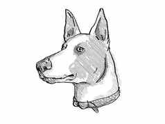 ibizan猎犬狗品种卡通复古的画