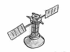 古董太空探测器卫星卡通复古的画