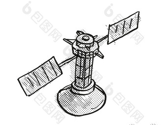 古董<strong>太空探测器</strong>卫星卡通复古的画