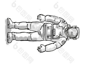古董宇航员宇航员卡通复古的画