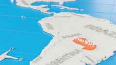 简化地图南美国巴拉圭突出显示