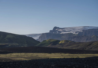 日出视<strong>图片</strong>冰川机器人营地<strong>冰岛</strong>洛加徒步旅行小道绿色谷火山景观早期早....粉红色的光