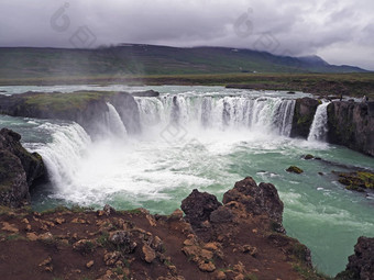 著名的<strong>冰岛</strong>瀑布戈达福斯灰色云