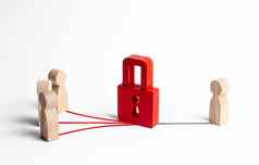 红色的挂锁块联系人人人误解终止联系打击欺凌威胁结束的关系难接近缺乏反馈忽略