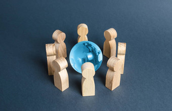 人包围蓝色的玻璃全球概念合作协作人国家世界大<strong>外包</strong>联合工作项目外交集资”
