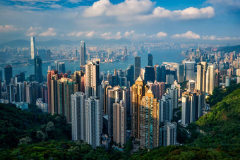 在香港香港摩天大楼天际线城市景观视图