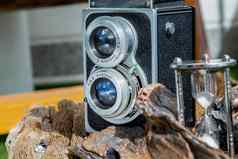 古董镜头照片相机沙漏木使用