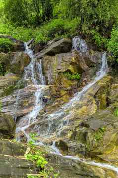 瀑布级联丛林热带热带雨林岩石山