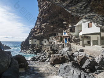 洞穴坎德拉里亚海盗洞穴<strong>毛孔</strong>坎德拉里亚小隐藏的渔夫村白色蓝色的房子旅游吸引力tijarafe棕榈金丝雀岛屿西班牙