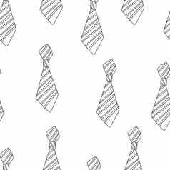 行领带图标孤立的无缝的模式白色背景领带围巾象征大纲概念插图