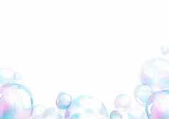 肥皂空气泡沫海底效果水彩手绘画隔离白色背景