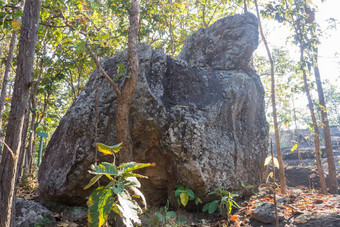 王座位石头岩石帕夭景点北部泰国