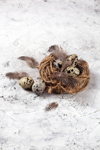复活节鹌鹑鸡蛋巢明亮的背景