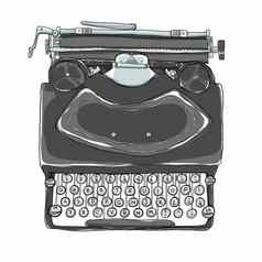 黑色的打字机古董艺术插图