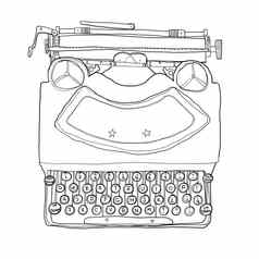 黑色的打字机古董行艺术插图