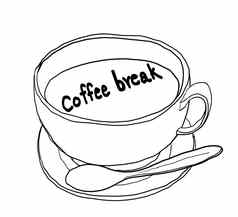 咖啡打破咖啡时间咖啡杯咖啡艺术可爱的线条图伊鲁