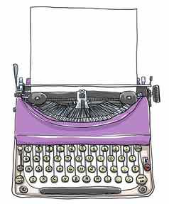 可爱的紫色的打字机纸古董艺术