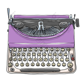可爱的紫色的打字机古董艺术