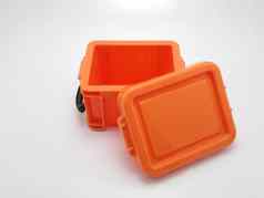 小塑料橙色存储盒子成员前锁