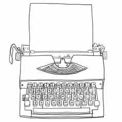 老式打字机空白纸可爱的行艺术绘画伊鲁