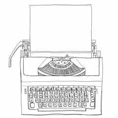 古董蓝色的打字机纸行艺术插图