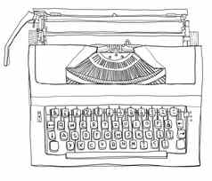 古董蓝色的打字机行艺术插图