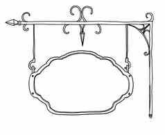 古董空白商店标志手画可爱的行艺术插图