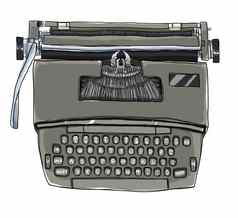 打字机古董电可爱的艺术插图