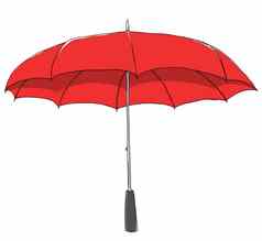 红色的古董雨伞可爱的插图
