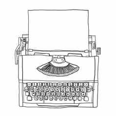 橙色打字机古董纸行艺术插图