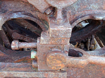 关闭棕色（的）生锈的螺纹螺栓坚果腐蚀机械