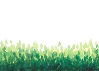 摘要水彩<strong>手绘</strong>画<strong>绿色</strong>叶子森林框架白色孤立的背景自然生态模板