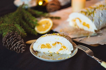 柠檬蛋白酥皮蛋糕柠檬凝乳圣诞节
