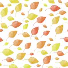 桦木叶秋天彩色的古董无缝的模式设计
