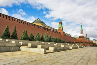 莫斯科克林姆林宫墙列宁陵墓红色的广场俄罗斯