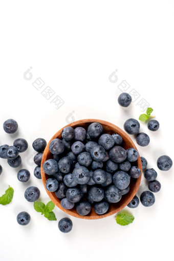 蓝莓<strong>水果</strong>前视图孤立<strong>的</strong>白色背景平