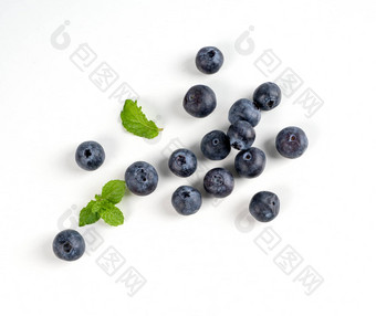 蓝莓水果前视图孤立的白色背景平