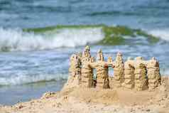 沙子城堡海滩波罗的海海波兰