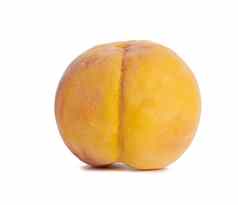 成熟的黄色的桃子孤立的白色背景