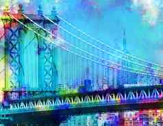 色彩斑斓的曼哈顿桥