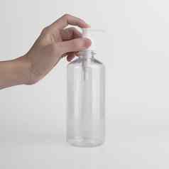 空白模型塑料透明的瓶自动售货机不通风的泵标签广告过来这里肥皂酒精奶油化妆品