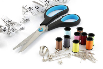 缝纫工具包磁带测量针棉花卷白色表面