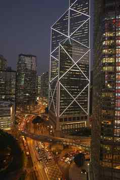 中国在香港香港银行中国街升高视图