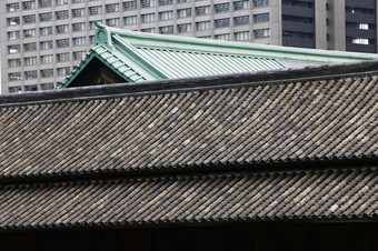 日本东京东京帝国宫屋顶乙手门东门特写镜头